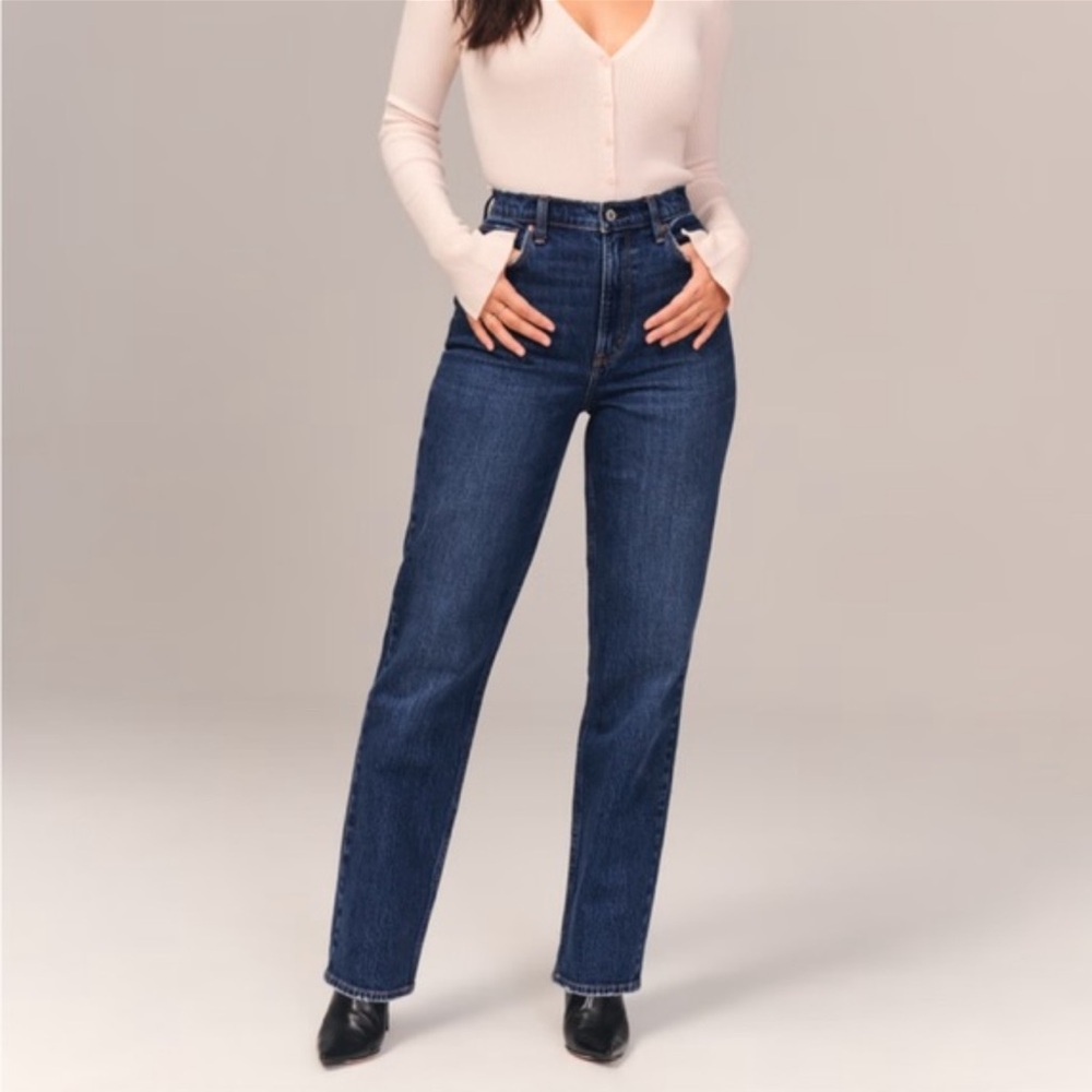 Abercrombie & Fitch Dark Blue, The 90’s Straight - Ultra High Rise - Curve Love